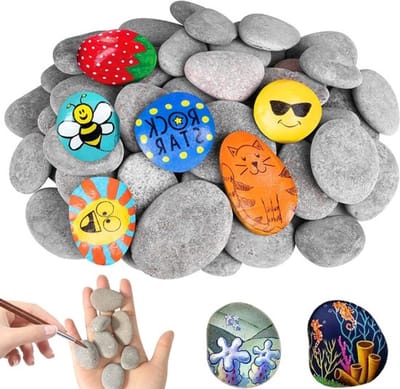 40 Stuks Gladkeien voor Schilderen, Natuurlijke Steentjes voor Creatieve Knutselprojecten, Decoratie en Bloempotten