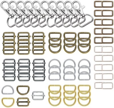 Dailygoods- Draaischarnier - Karabijnhaak/D-ring - Schuifgesp/Riemversteller - Set van 10 stuks - Duurzaam metaal - Ideaal voor doe-het-zelf projecten - Gespen