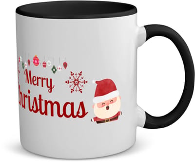 Akyol - kerst merry christmas kerstman koffiemok - theemok - zwart - Kerstmis - kerst beker - winter - kerst - christmas - kerst cadeau - 350 ML inhoud