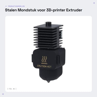 Dailygoods- Hotend Stalen Mondstuk 0,4 mm - 3D-printer - Verbeterde Structuur - Geïsoleerde Siliconen Aansluitingen - Lange Levensduur - Geschikt voor A1/A1 Mini