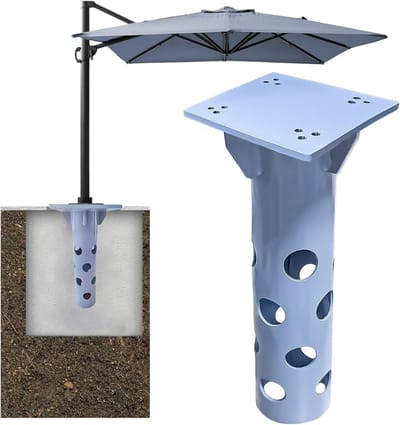 Universele grondanker voor parasol, stevige metalen basisplaat voor betonnen ondergrond, optimale stabiliteit en weerbestendigheid, geschikt voor zware wind en belastingen boven 1 kg