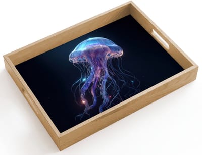 Dienblad hout 40x30 cm - Schootdienblad - Tentakels - Kwal - Paars - Sprankeling - Borrelplank rechthoek - Plateau dienbladen