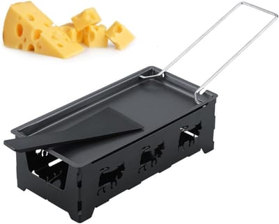 Tyenaza Mini Raclette Professional Grill Set with Non-Stick Coating Griddle and Spatula for Home Kitchen