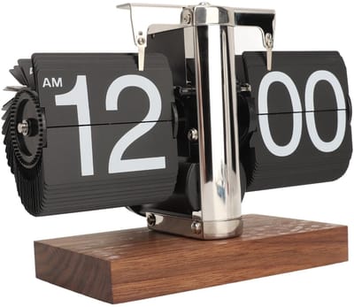 Dailygoody - OmGoods - Dailygoody - Flipklok - Digitale Bureauklok - Retro Stijl - Roestvrij staal zwart - Opklapbare Klok - Perfect voor Woonkamer - 12 Uur