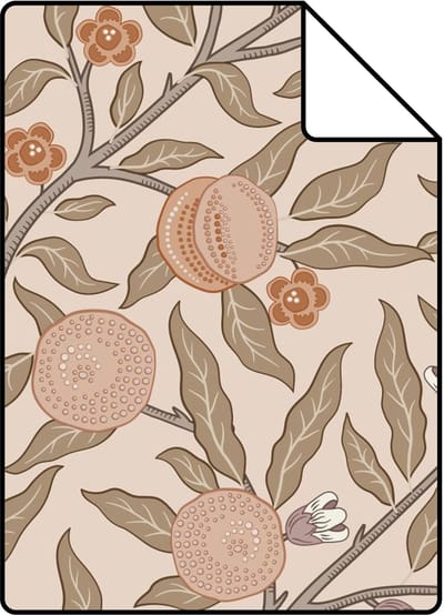 Proefstaal ESTAhome behang exotisch fruit en bladeren licht terracotta - 26.5 x 21 cm - 131167-S