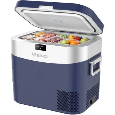 BINGI 22L Draagbare Compressor Koelbox, 12/24V DC Auto Vriezer Elektrisch met Snelle Koeling, Mini Koelkast voor Camper Truck Kamperen Picknick Thuis