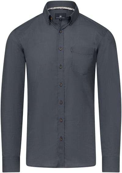 State Of Art Overhemd Print Blauw Grijs - Maat M - Heren - Overhemden Casual