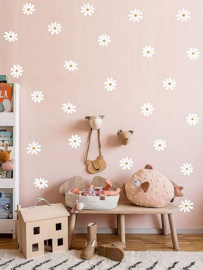 Kleine Muursticker Madeliefjes – 36 stuks - Witte Bloemen - Margrietjes - Madeliefje - Muur Sticker / Raamsticker Keuken – Handgeschilderd | Kinderkamer - Jongens – Meisjes | Decoratie - Poster | Verwijderbaar – Zelfklevend plakfolie | DH collection