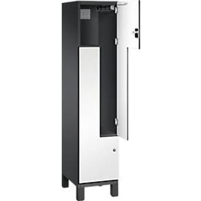 C+P Z locker Cambio, 1 vak, op poten, B 400 x D 525 x H 1980 mm, zwart-grijs/wit