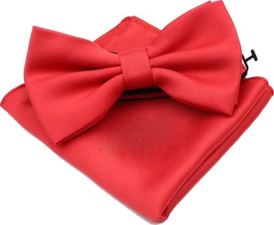 Sorprese Vlinderdas & pochet - 100% zijden - rood - vlinderstrik - pochette - strik - zijde - vlinderdassen