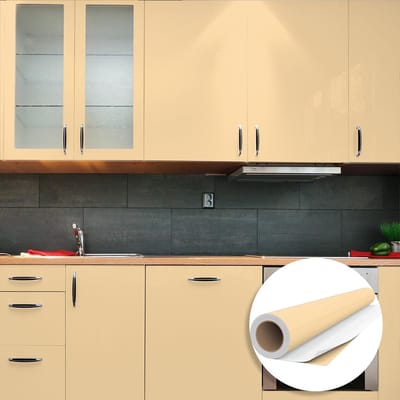 Waterdichte vinyl zelfklevende rol per meter - Afwasbare sticker voor keuken, meubels, kasten, deuren - 60 cm x 5 m - Zandkleur