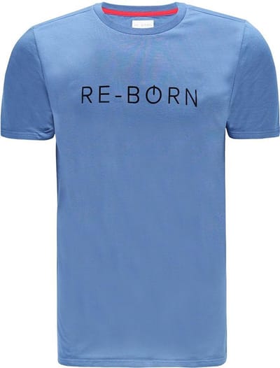 Re-Born - Sportkleding - Sport t-shirt - Logo shirt - Korte mouw t-shirt - Langer shirt - Heren - Petrol blauw - Maat S
