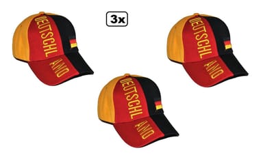 3x Luxe Baseball pet Duitsland - verstelbaar - Cap Deutschland EK Voetbal festival thema feest party evenement sport