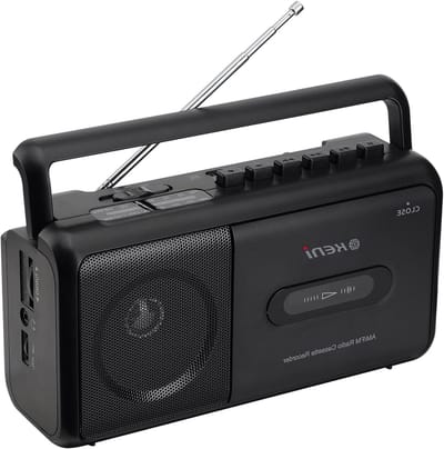 Draagbare Cassette Speler - Boombox Radio Recorder - Muziek Luisteren - AM/FM Ontvangst - Netstroom of Batterij - Zwart