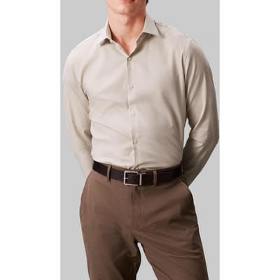 Calvin Klein Slim Essential Poplin Shirt Taupe Taglia: 38 | Camicie Business Outlet | Uomo | Nero