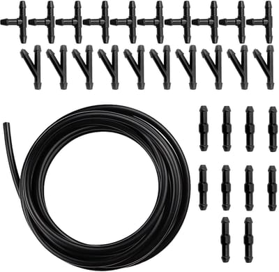Dailygoods- Ruitensproeierventiel 400 cm - Reparatieset - Slang - 30 Stuks Aansluitstukken - Rubber/ABS - Eenvoudig te installeren - Ruitensproeier