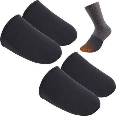 2-Paar Warme teenwarmers - Voetwarmers - Halve teenwarmers voor duiken - IJsbad teenwarmers - Neopreen teenwarmers - Warme teensokken - Maat S - Geschikt voor het verwarmen van voeten, jagen, fietsen en hardlopen - Zwart