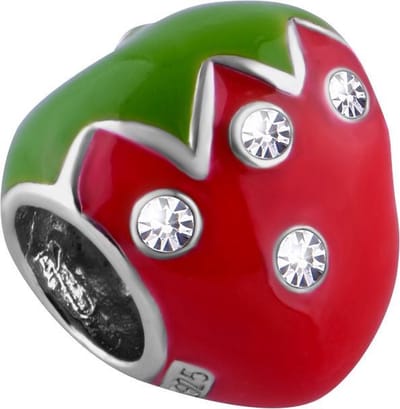 Quiges - 925 - Zilveren - Bedels -Sterling zilver - Beads - Aardbei Kraal Charm - Geschikt – voor - alle bekende merken - Armband Z646