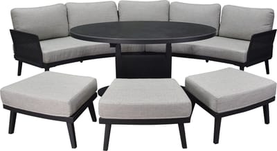 Primitivo hoek loungeset 6 delig verstelbaar antraciet aluminium