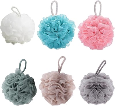 Set van 6 zachte badsponzen met ophangband, ideaal voor dagelijkse lichaamsreiniging en exfoliatie, perfect voor een verfrissende douche ervaring