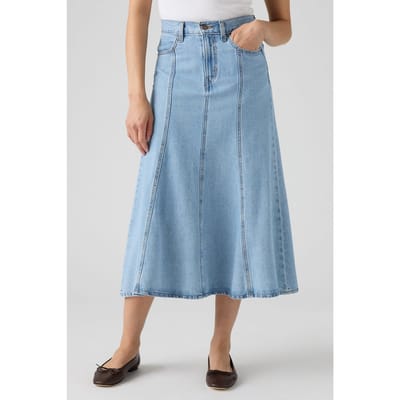 Levi's Fit And Flare Skirt Med Indigo Maat: W24 | Midi Rokken Outlet | Dames | Blauw