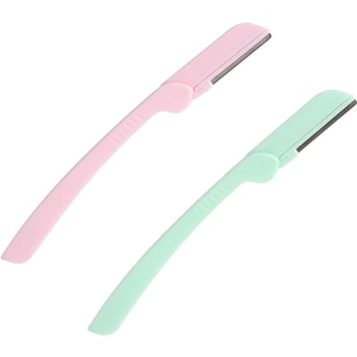 Lot de 2 rasoirs à sourcils pliables pour l'entretien et la mise en forme des sourcils et l'épilation des poils du visage