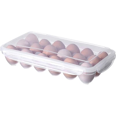 18/10 Vakken Eieropbergdoos Transparante Eierhouder Containers Keuken Koelkast Organizer Eierdispenser Vershouding white