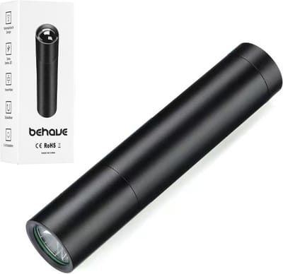 Behave LED Zaklamp - Noodpakket - Oplaadbaar - 5W - 0-200m - IP45 Waterdicht - 14500 Lithium batterij - Minimalistisch Design - Kinderen - Inzoombaar - Aluminium - Incl. Oplaadkabel - Zwart