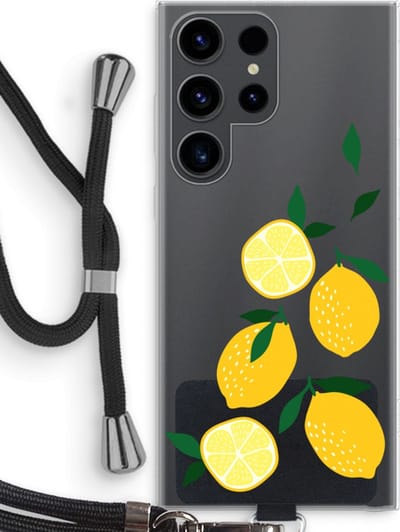 Case Company® - Hoesje met koord geschikt voor Samsung Galaxy S23 Ultra hoesje met Koord - You're my lemon - Telefoonhoesje met Zwart Koord - Bescherming aan alle Kanten en Over de Schermrand