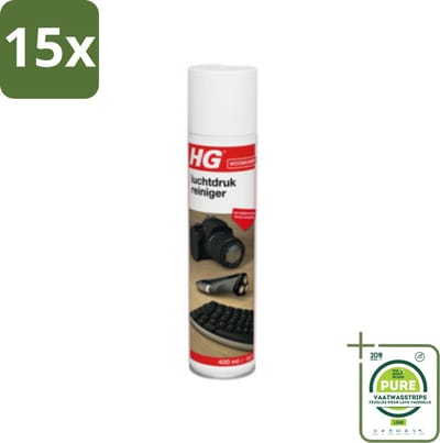 15 x HG Luchtdrukreiniger Voor Alle Kiertjes & Gaatjes 400 ml - Grootverpakking - Stofzuiger - Luchtreiniger - Schoonmaak - Elektronica Schoonmaken - Toetsenbord Schoonmaken