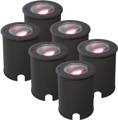 HOFTRONIC - Lilly Set van 6 Smart Grondspots XL - Kantelbaar en draaibaar - 16,5 Miljoen lichtkleuren (RGB + WW) - IP67 Waterdicht - GU10 5,5W 345 Lumen - Geschikt voor tuin, oprit en pad