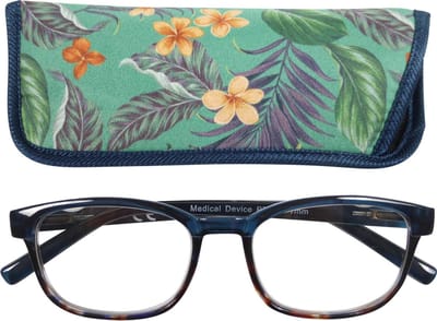 Lilly&June Leesbril Blauw Bloemmotief +2.5 - Met Bijpassend Etui