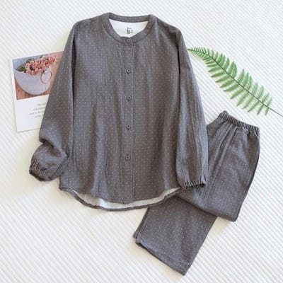 Nieuwe Lente en Herfst Dames Pyjamaset 100% Katoen Lange Mouwen Broek Tweedelig Eenvoudige Casual Huis Kleding Slaapkleding XL
