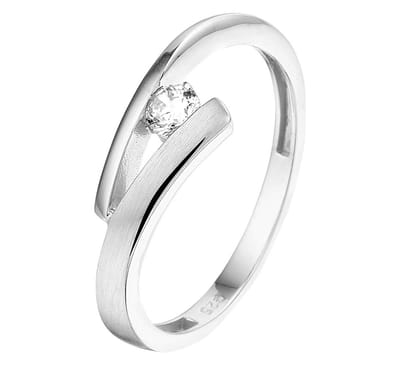 Zilver Gerhodineerde Ring zirkonia poli/mat 1332910 18.50 mm (58)