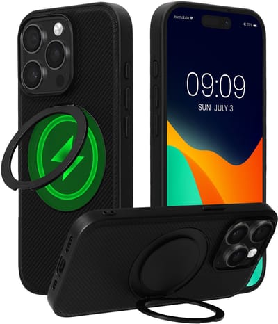 kwmobile Hoesje voor Apple iPhone 15 Pro Max Smartphonehoesje – Case compatibel met MagSafe – Cover met ringstandaard