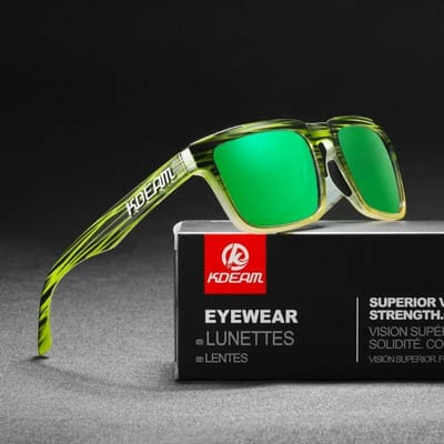 Nieuw KDEAM Merk Hoge Kwaliteit Vierkante Zonnebril voor Heren Sport Gepolariseerde Zonnebril 2025 Reflecterende Coating Kleurrijke Lens UV400 Only Sunglasses