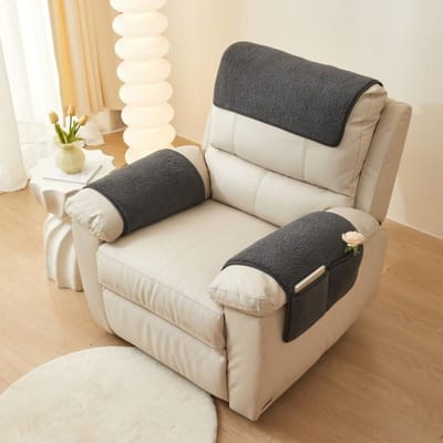 3 stuks/set Lamp Pluche Relaxfauteuil Sofa Mat Effen Kleur Zachte Leunstoel Rugleuning Armleuning Handdoek Eénpersoonsbank Stofkussen met Opbergzakken 1 Seat (3pcs )