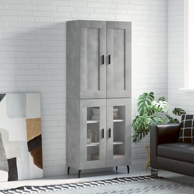 vidaXL - Hoge - kast - 69,5x34x180 - cm - bewerkt - hout - betongrijs