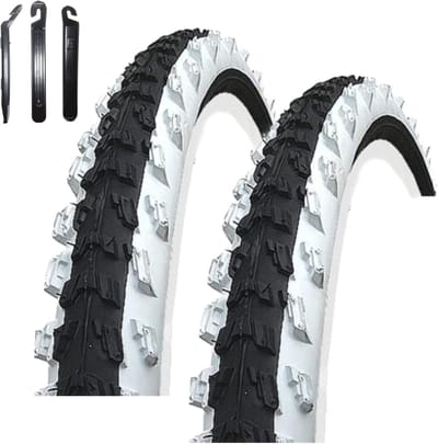 Fietsbanden Set - Banden voor Mountainbike - Offroad Rijden - Inclusief Bandenlichters - 26 x 1.95 Inch - Zwart Wit