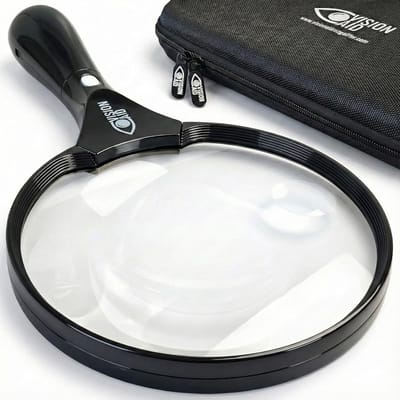 Groot Vergrootglas met LED Verlichting en Opbergkoffer - 5,5 Inch Handlens voor Sieraden, Lezen en Hobby's
