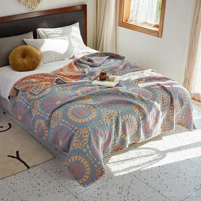 100% Katoen Muslin Bed Cover Ademend Muslin Bedspreien Huis Textiel Volwassenen Kinderen Jacquard Bank Bed Plaids Lakens 150x200cm