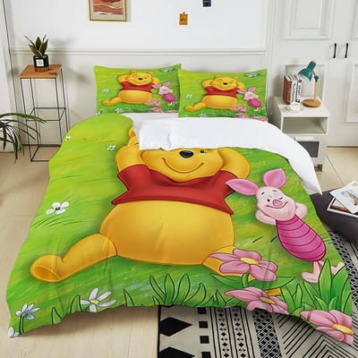 Winnie de Poeh Beddengoedsets Schattige Beer Dekbedovertrek Bedsprei Dekbedovertrek Kussensloop 2-3 Stuks Sets Slaapkamerdecoratie EU Super king260x220