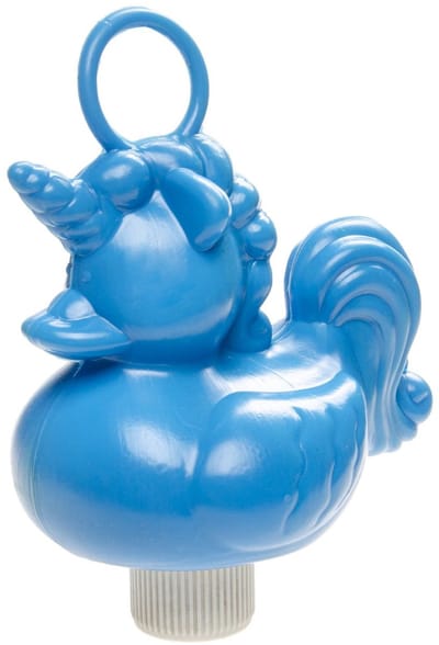 Duckiez eenhoorn badeendje badspeelgoed - blauw - 15 x 7 cm - Met oogje voor het hengelspel - kunststof