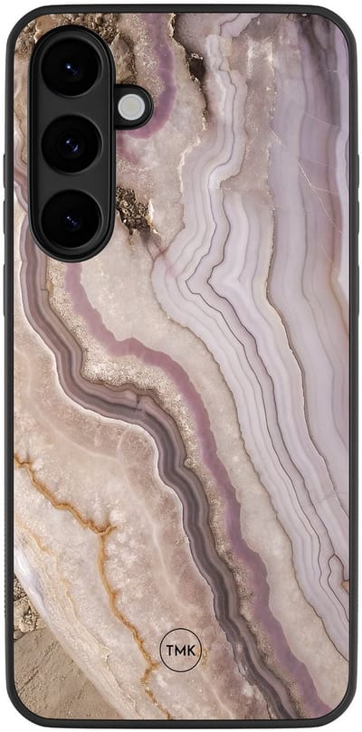 Hoesje geschikt voor Samsung Galaxy S25 FE - Blush marble - Geel - TPU case - - Hardcase zwart telefoonhoesje