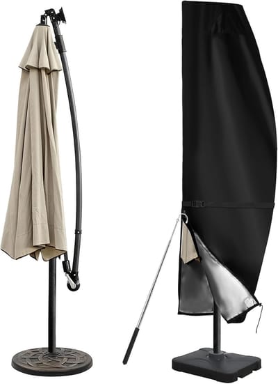 Famanu - Beschermhoes Voor Parasol,Buitenhoes Parasol Cover,UV-Anti,Parasolhoes Met Robuuste Waterdichte Rits, Bovenklep Voor Luchtstroom