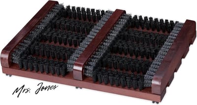 Mrs. Jones Antislip Stevige PVC Borstels voetenveger voor Buiten & Binnen - Hout Borstelmat Schoenenborstel Bruin/Zwart .