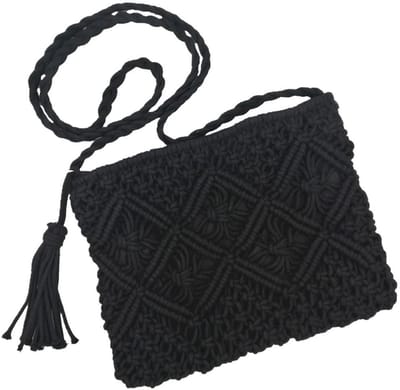 Dailygoods- Schoudertas Handgemaakt - Katoenen Tas - Kleine Dameshandtas - Met Kwast - Ritssluiting - 25 x 20 cm - Modern Ontwerp - Handtas