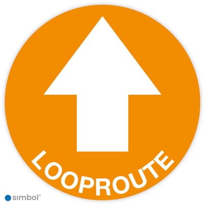 Simbol® - Vloerstickers Looproute met Pijl - Anti-Slip - Formaat ø 50 cm.
