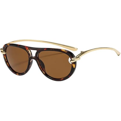 Populaire Stijlvolle Dubbele Brug Aviator Dames Luxe Zonnebril Retro Designer Ovalen Holle Zonneklepbril Brillen UV Bescherming 400 Zonneklepbril 1PC