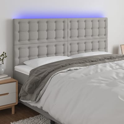 vidaXL - Hoofdbord - LED - 160x5x118/128 - cm - stof - lichtgrijs
